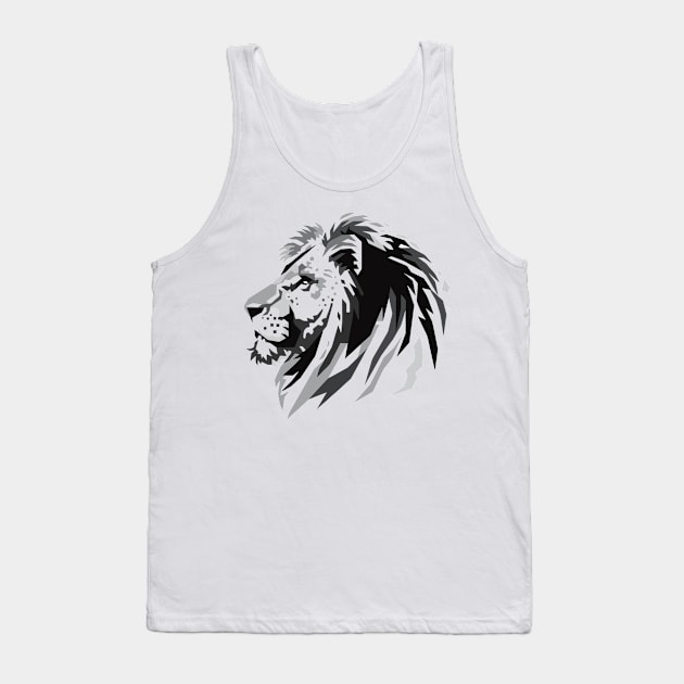 Lion Head greyscale T-shirt Tank Top by Mulyadi Walet